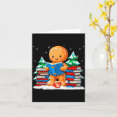 Gingerbread Reading Books Librarians Merry Christm カード (黄色い花)