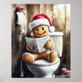 Gingerbread Reading on the Toilet Funny Christmas  ポスター (正面)
