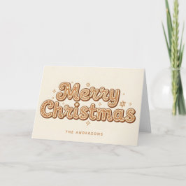 Gingerbread Retro Script Merry Christmas シーズンカード
