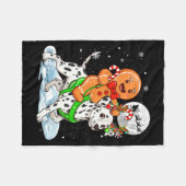 Gingerbread Ridding Dalmatian Reindeer Christmas B フリースブランケット (正面(横))