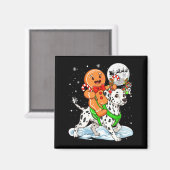 Gingerbread Ridding Dalmatian Reindeer Christmas B マグネット (正面/裏面)