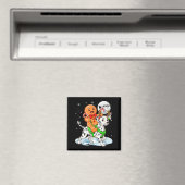 Gingerbread Ridding Dalmatian Reindeer Christmas B マグネット (インサイチュ (食洗機))