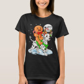Gingerbread Ridding Dalmatian Reindeer Christmas B Tシャツ (正面)