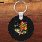 Gingerbread Riding B Fish Christmas Fishing Xmas P キーホルダー (正面)