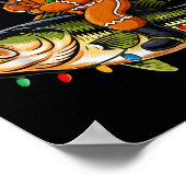 Gingerbread Riding B Fish Christmas Fishing Xmas P ポスター (角)