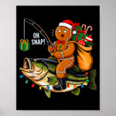 Gingerbread Riding B Fish Christmas Fishing Xmas P ポスター (正面)
