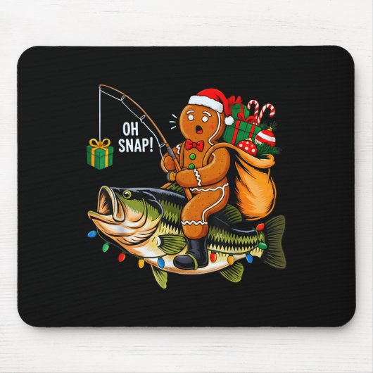 Gingerbread Riding B Fish Christmas Fishing Xmas P マウスパッド (正面)