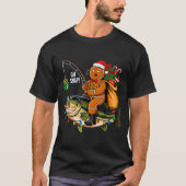 Gingerbread Riding B Fish Christmas Fishing Xmas P Tシャツ (正面)
