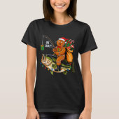 Gingerbread Riding B Fish Christmas Fishing Xmas P Tシャツ (正面)