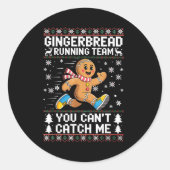 Gingerbread Running Team Christmas Run Runner Funn ラウンドシール (正面)