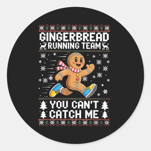 Gingerbread Running Team Christmas Run Runner Funn ラウンドシール (正面)