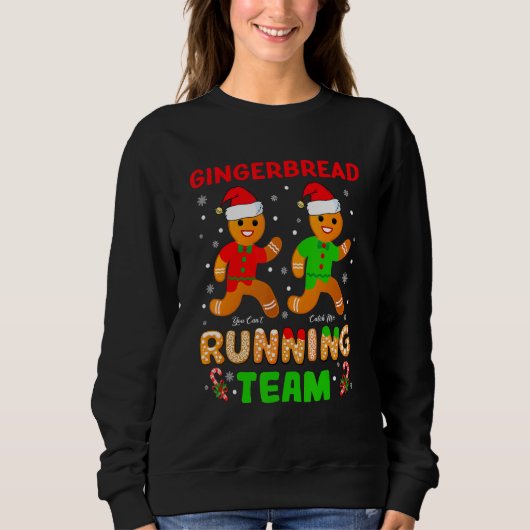 Gingerbread Running Team Gingerbread Cookie Christ スウェットシャツ (正面)