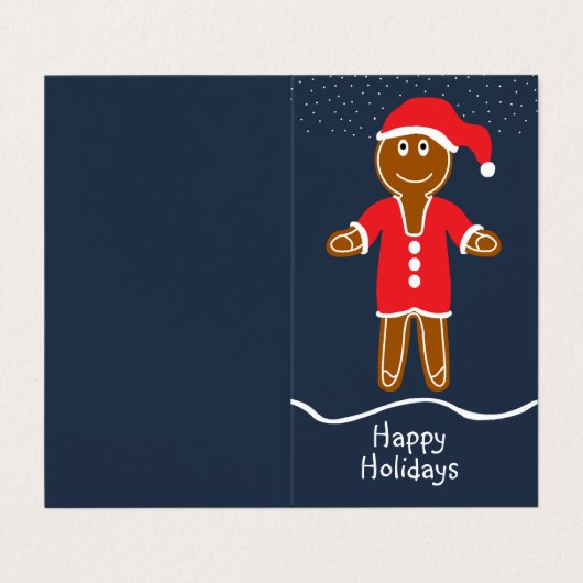 Gingerbread Santa、家族写真クリスマスカード 名刺 (外部フラット)