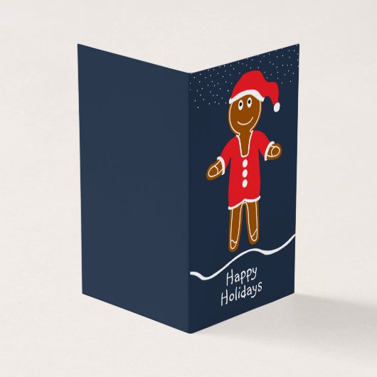 Gingerbread Santa、家族写真クリスマスカード 名刺 (外部)