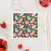 Gingerbread Santa Hat festive pattern watercolor スタンダードカクテルナプキン (インサイチュ)