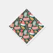 Gingerbread Santa Hat festive pattern watercolor スタンダードカクテルナプキン (角)