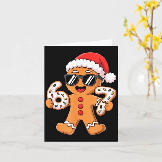 Gingerbread Santa With Sungles Holding 67 Cookies  カード (黄色い花)