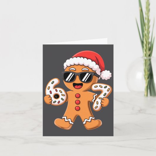 Gingerbread Santa With Sungles Holding 67 Cookies  カード (正面)