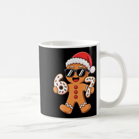 Gingerbread Santa With Sungles Holding 67 Cookies コーヒーマグカップ (右)