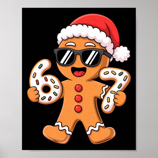 Gingerbread Santa With Sungles Holding 67 Cookies  ポスター (正面)