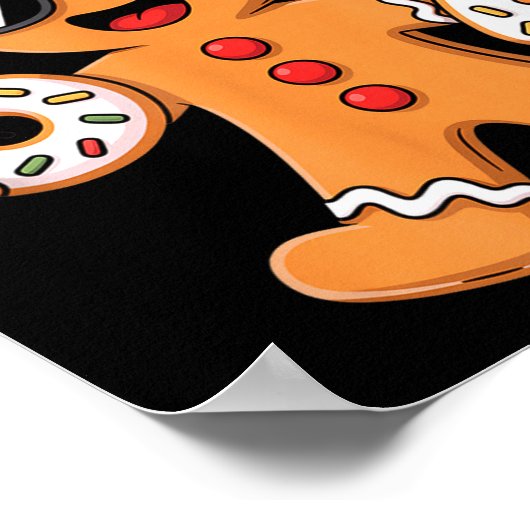 Gingerbread Santa With Sungles Holding 67 Cookies  ポスター (角)