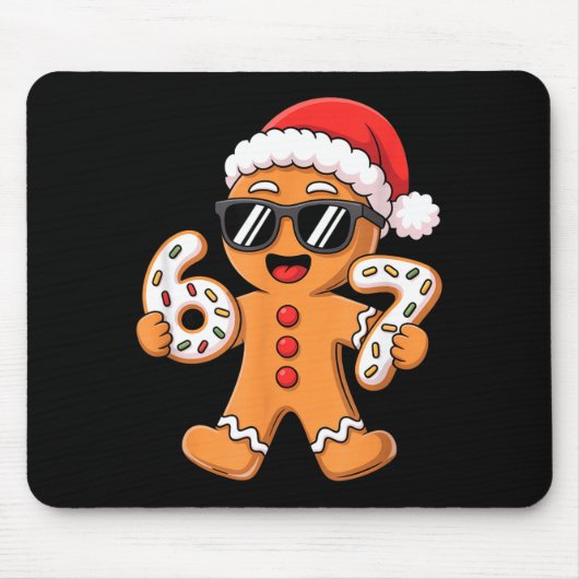 Gingerbread Santa With Sungles Holding 67 Cookies  マウスパッド (正面)
