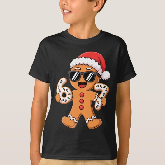 Gingerbread Santa With Sungles Holding 67 Cookies  Tシャツ (正面)
