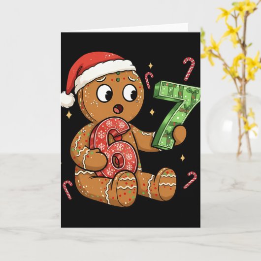 Gingerbread Six Seven 67 Meme 6 7 Funny Christmas  カード (黄色い花)