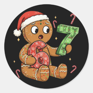 Gingerbread Six Seven 67 Meme 6 7 Funny Christmas  ラウンドシール