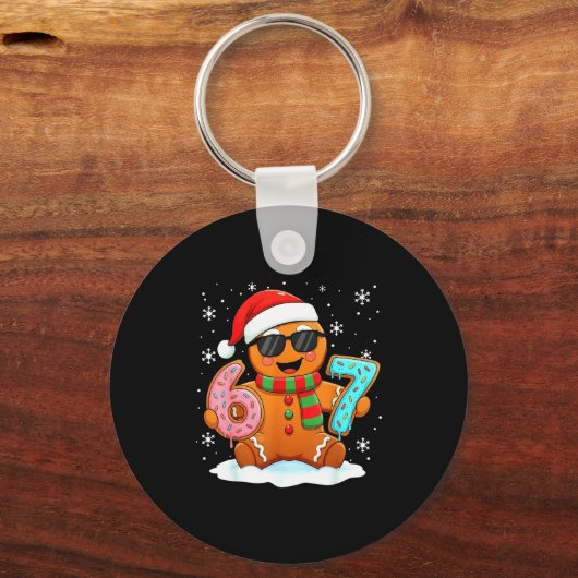 Gingerbread Six Seven Bruh Funny Christmas Meme Si キーホルダー (正面)