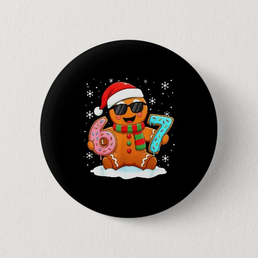 Gingerbread Six Seven Bruh Funny Christmas Meme Si 缶バッジ (正面)