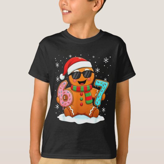 Gingerbread Six Seven Bruh Funny Christmas Meme Si Tシャツ (正面)