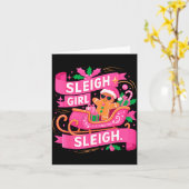 Gingerbread Sleigh Girl Nk Funny Christmas Women G カード (黄色い花)