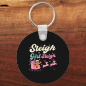 Gingerbread Sleigh Girl Nk Funny Christmas Women G キーホルダー (正面)