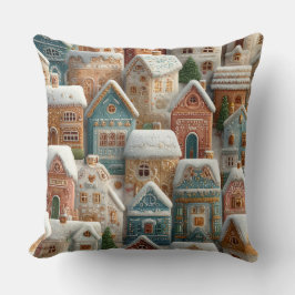 Gingerbread Snow Frosted Village クッション