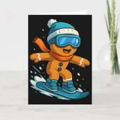 Gingerbread Snowboarder Christmas Holiday Snowboar カード (正面)