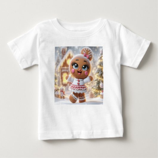 Gingerbread Snowflake Sparkle ベビーTシャツ (正面)