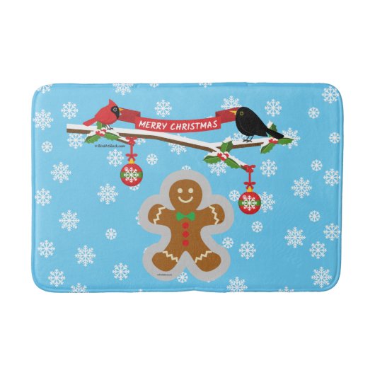 Gingerbread, Snowflakes and Birds バスマット (正面)