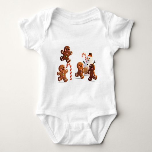 Gingerbread Snowman Baby Bodysuit ベビーボディスーツ (正面)