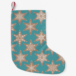 Gingerbread Stars Christmas Stocking (Green) スモールクリスマスストッキング