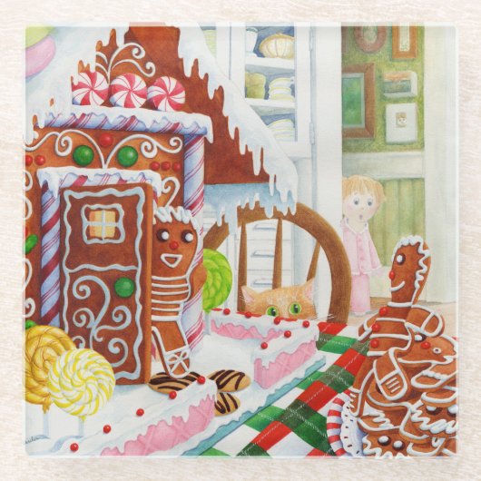 GINGERBREAD SURPRISE ガラス製コースター ガラスコースター (正面)