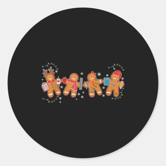 Gingerbread Teacher Holiday For Teacher Staff Chri ラウンドシール (正面)