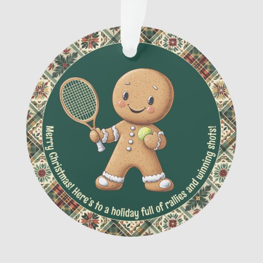 Gingerbread Tennis Grand Slam 🎾🎄custom text オーナメント (正面)