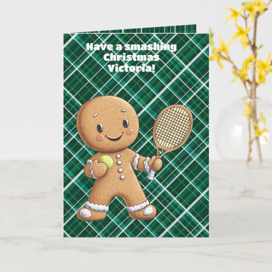Gingerbread Tennis Grand Slam 🎾🎄custom text カード (黄色い花)