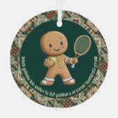 Gingerbread Tennis Grand Slam 🎾🎄custom text ガラスオーナメント (裏面)
