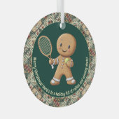 Gingerbread Tennis Grand Slam 🎾🎄custom text ガラスオーナメント (正面右)