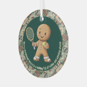 Gingerbread Tennis Grand Slam 🎾🎄custom text ガラスオーナメント (正面左)