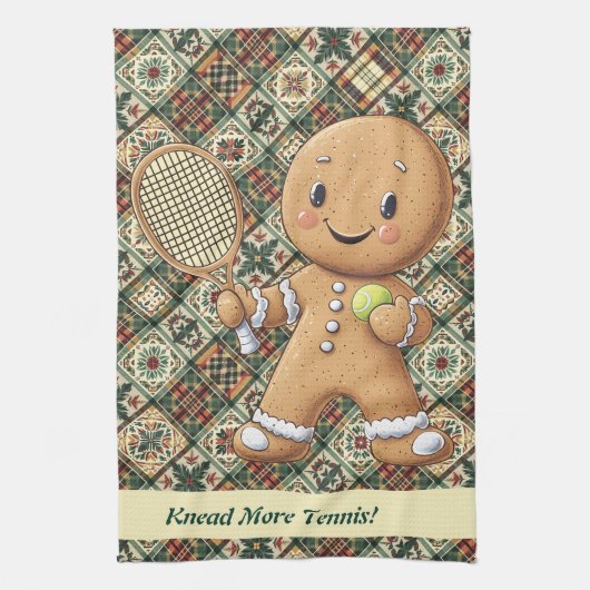 Gingerbread Tennis Grand Slam 🎾🎄custom text キッチンタオル (縦)