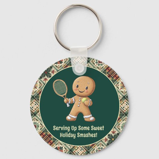 Gingerbread Tennis Grand Slam 🎾🎄custom text キーホルダー (正面)