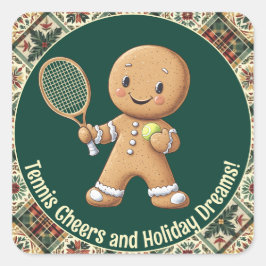 Gingerbread Tennis Grand Slam 🎾🎄custom text スクエアシール
